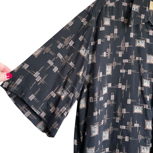 Foundry Mens Shirt XLT Palm Tree All Over Print Rayon Button Up Travel Office - Picture 6 of 10